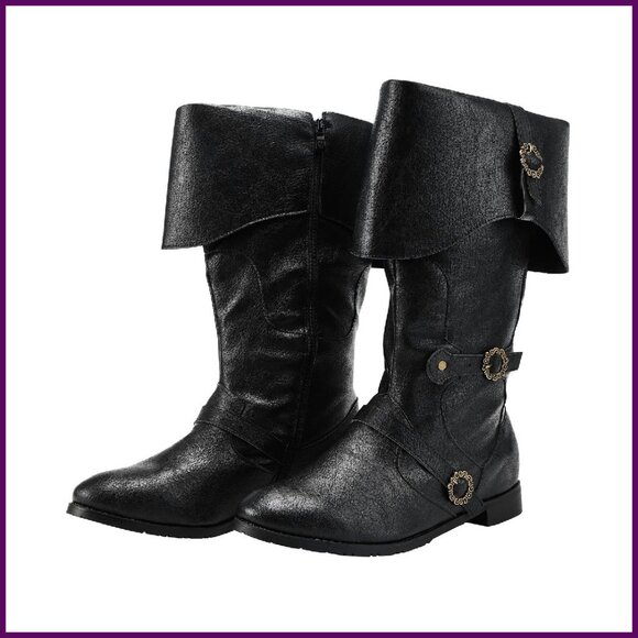 Medieval Renaissance Pull On Boots Mid Calf Gothic Cosplay Halloween